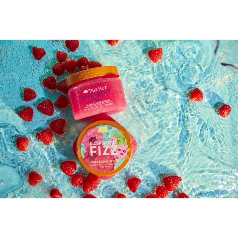 Tree Hut Shea Sugar Scrub Raspberry Fizz cukrový peeling s bambuckým máslem 510 g