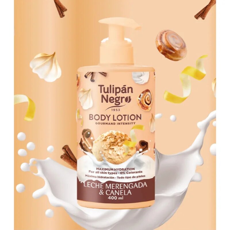 Tulipán Negro Leche Merengada & Canela hydratační tělové mléko 400 ml