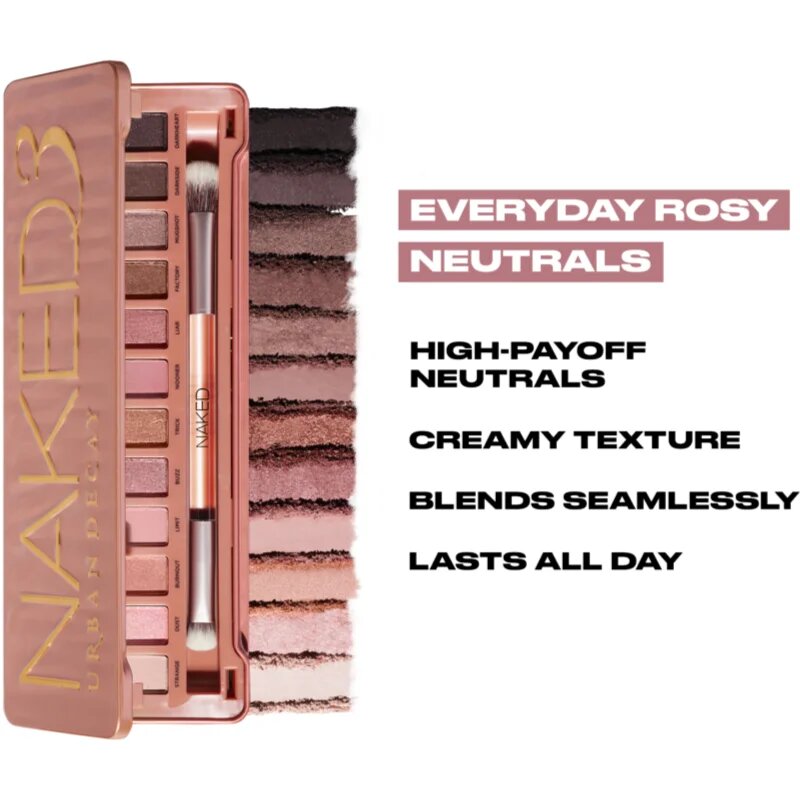 Urban Decay Naked3 paleta očních stínů se štětečkem 12x13 g