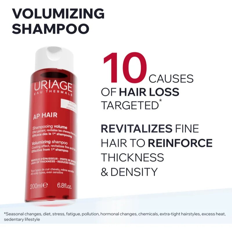 Uriage AP HAIR Volumizing Shampoo objemový šampon pro řídnoucí vlasy 200 ml
