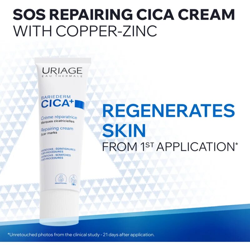 Uriage Bariederm Cica+ Repairing Cream reparativní krém s obsahem mědi a zinku 100 ml