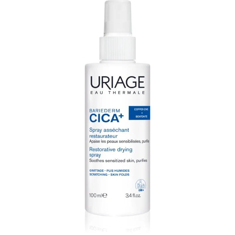Uriage Bariederm Cica+ Restorative Drying Spray vysušující a zklidňující sprej pro podrážděnou pokožku 100 ml