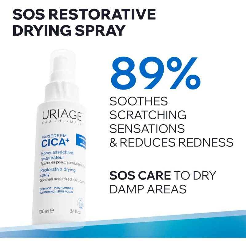 Uriage Bariederm Cica+ Restorative Drying Spray vysušující a zklidňující sprej pro podrážděnou pokožku 100 ml