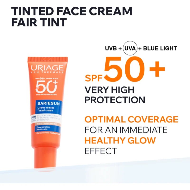 Uriage Bariésun Tinted Cream SPF 50+ ochranný tónovací krém na obličej SPF 50+ odstín Fair tint 50 ml