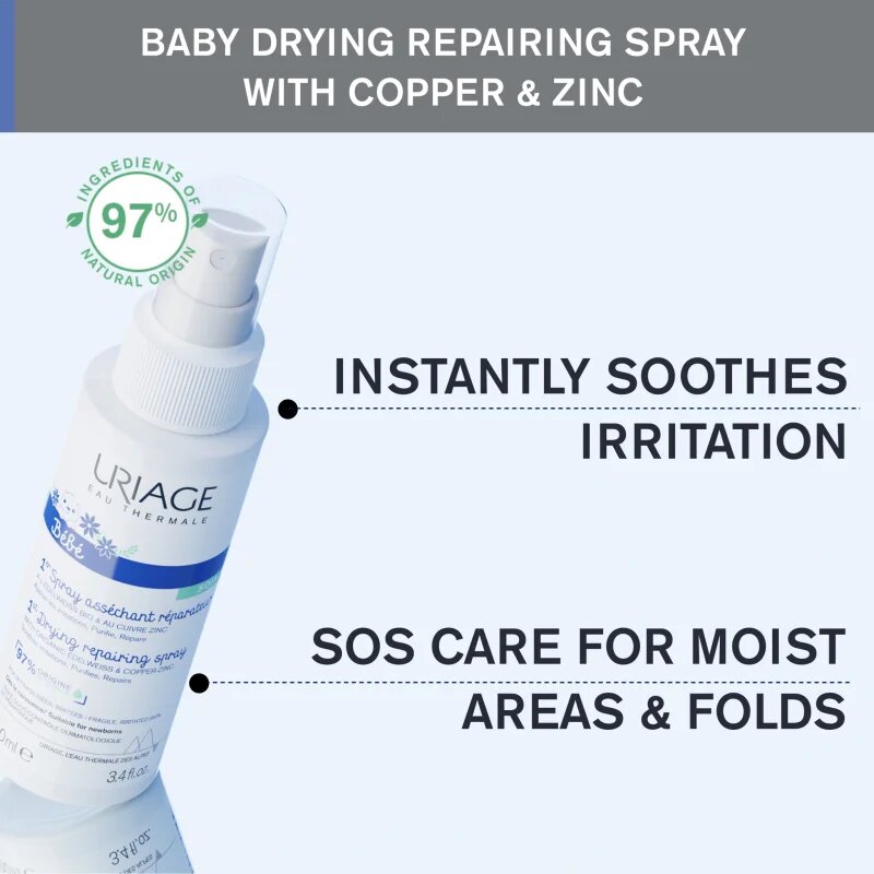 Uriage Bébé 1st Cu-Zn+ Drying Repairing Spray sprej proti podráždění 100 ml