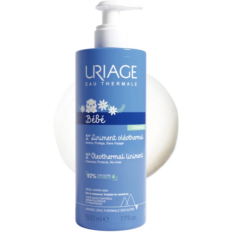 Uriage Bébé 1st Oleothermal Liniment jemný čisticí krém pro děti na oblast plenek 500 ml