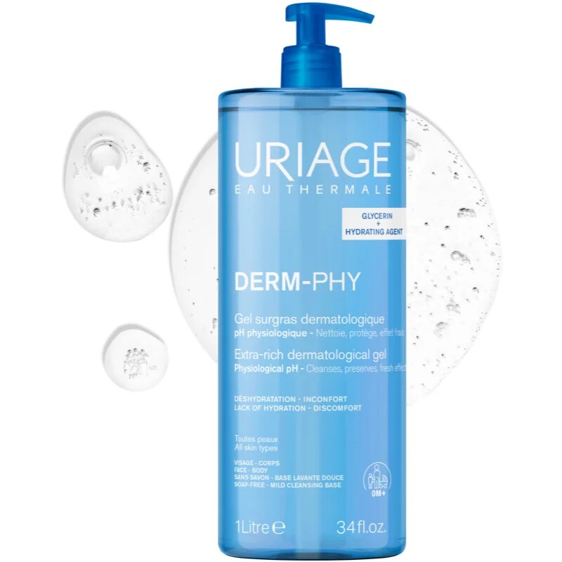 Uriage DERM-PHY Extra Rich Dermatological Gel jemný čisticí gel 1000 ml