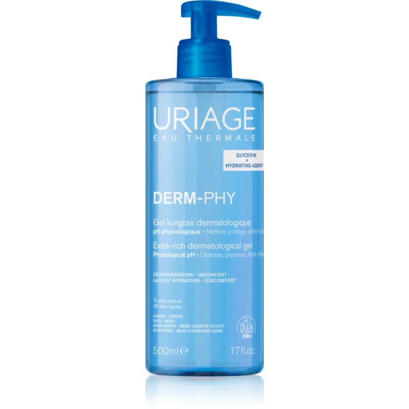 Uriage DERM-PHY Extra Rich Dermatological Gel jemný čisticí gel 500 ml