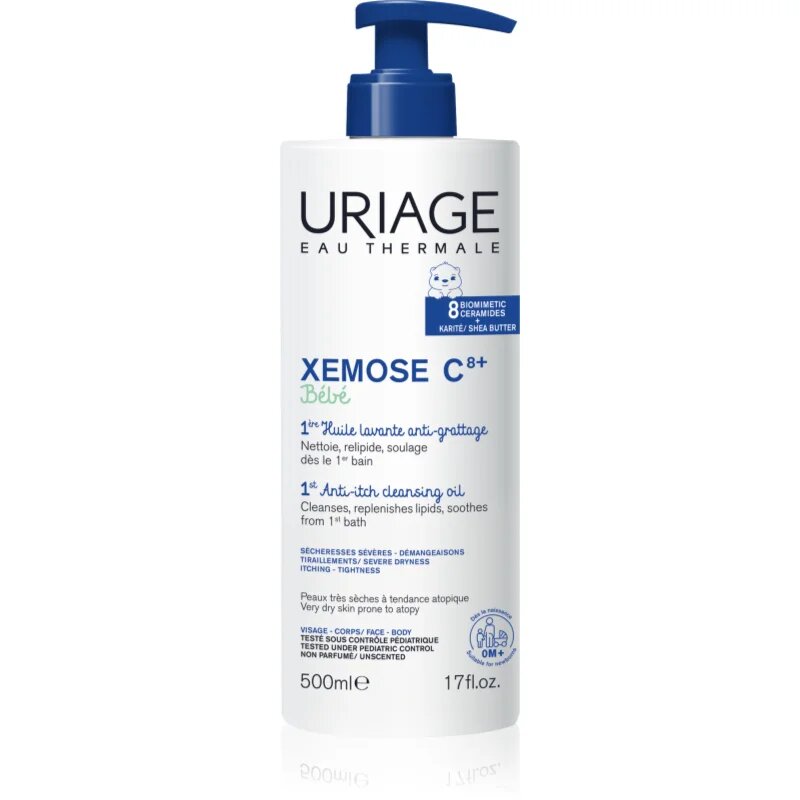 Uriage Xemose C8+ Bébé zklidňující čisticí olej pro suchou až atopickou pokožku 500 ml