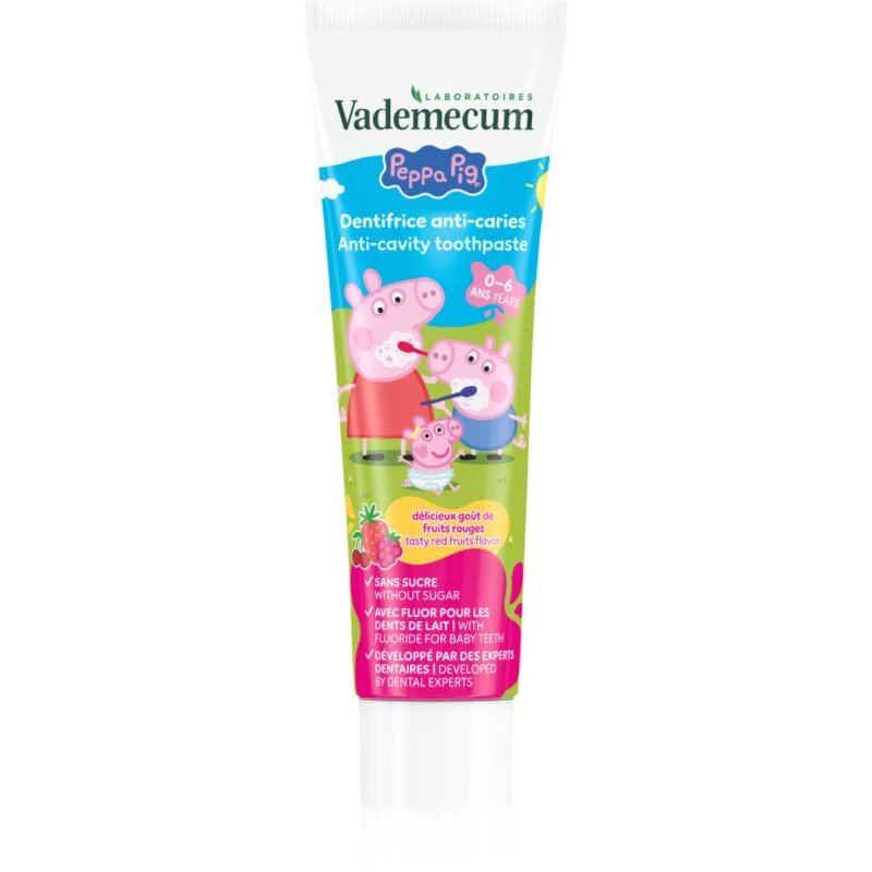 Vademecum Peppa Pig Red Fruit dětská zubní pasta 6 měsíců - 6 let 50 ml