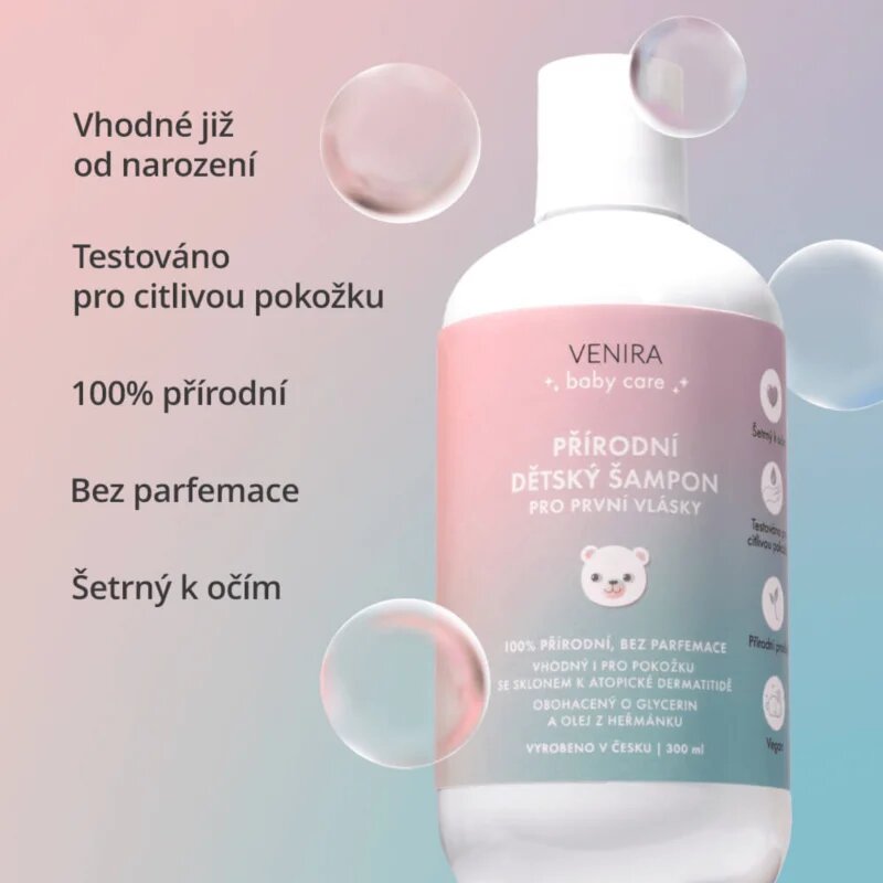 Venira Přírodní dětský šampon pro první vlásky jemný šampon pro děti od narození 300 ml