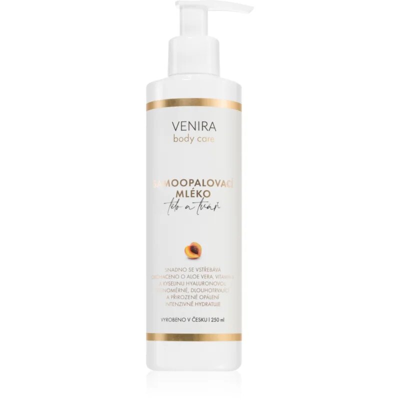 Venira Samoopalovací mléko samoopalovací krém na tělo a obličej Apricot 250 ml