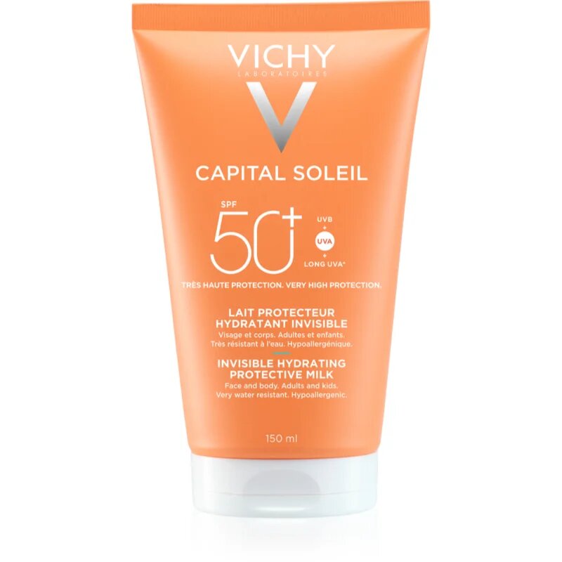 Vichy Capital Soleil Invisible Hydrating Protective Milk ochranné mléko na obličej a tělo SPF 50+ 150 ml