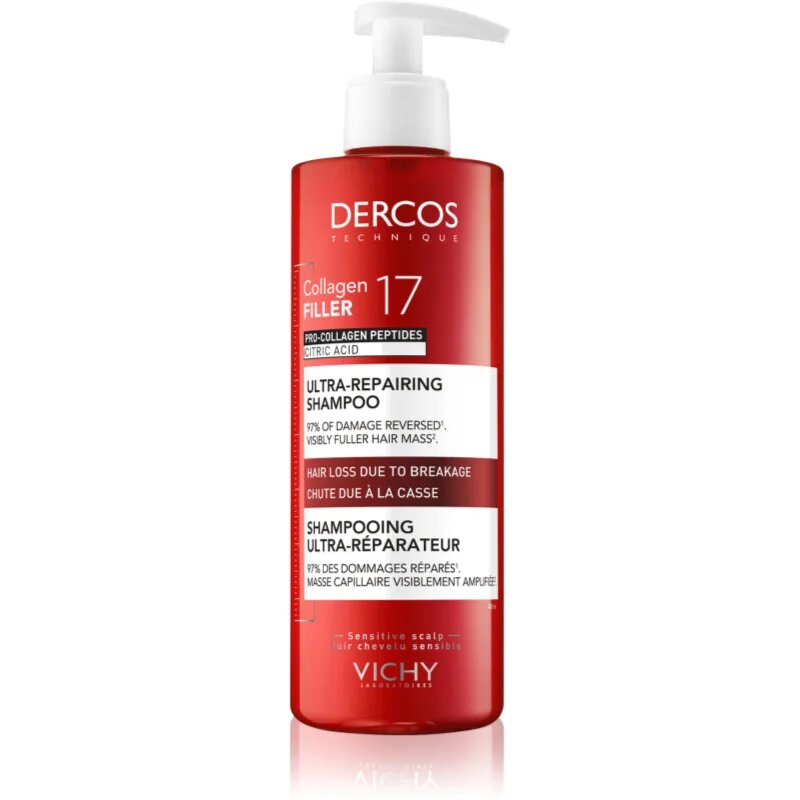 Vichy Dercos Collagen Filler 17 hloubkově regenerační šampon proti lámavosti vlasů 400 ml