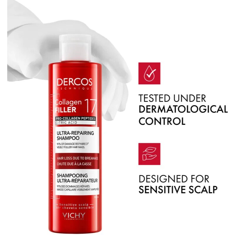 Vichy Dercos Collagen Filler 17 sada pro slabé vlasy s tendencí vypadávat