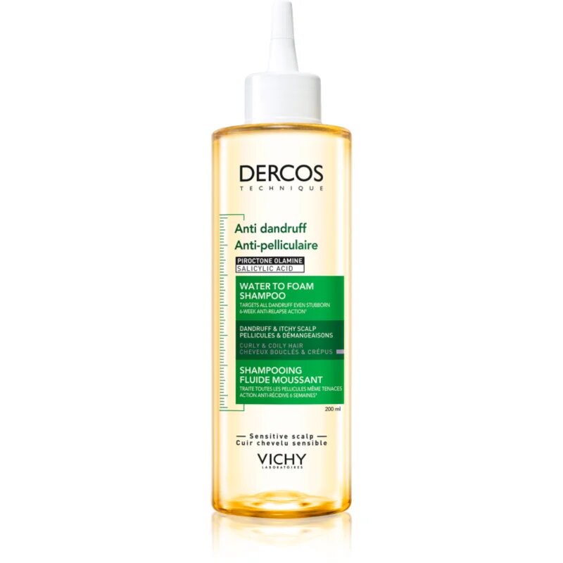 Vichy Dercos Water to Foam Shampoo šampon proti lupům pro vlnité a kudrnaté vlasy 200 ml