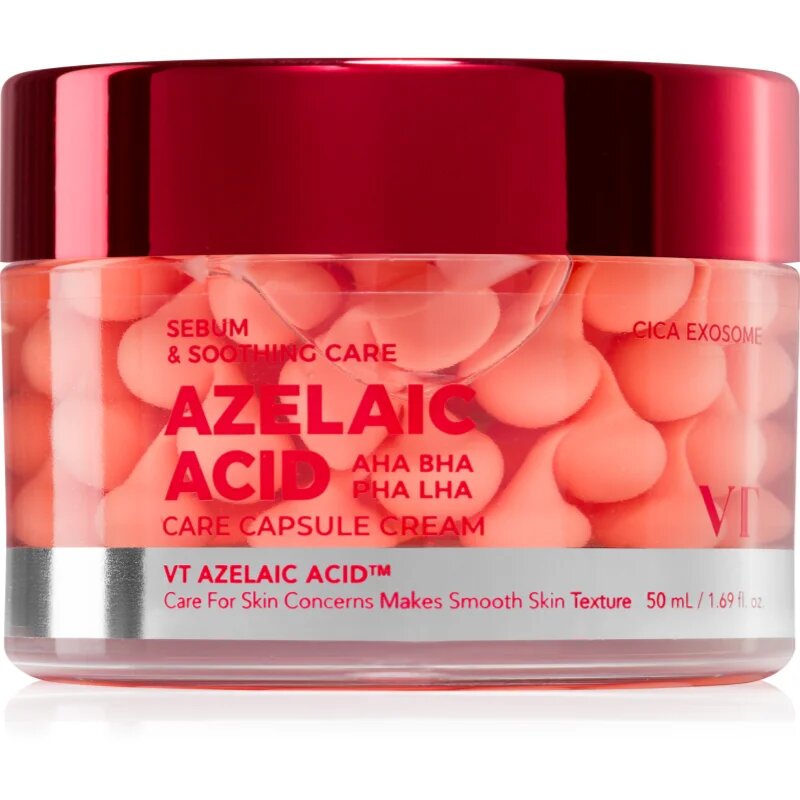 VT Cosmetics Azelaic Acid Care Capsule Cream zklidňující pleťový krém proti nedokonalostem aknózní pleti 50 ml