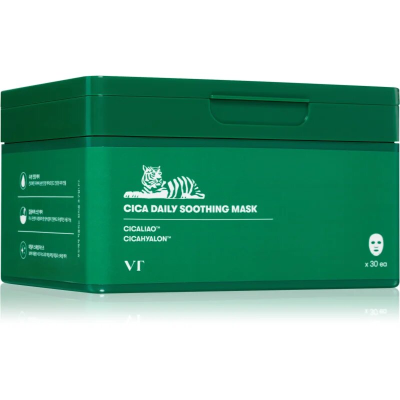 VT Cosmetics Cica Daily Soothing Mask intenzivně hydratační pleťová maska se zklidňujícím účinkem velké balení 30 ks