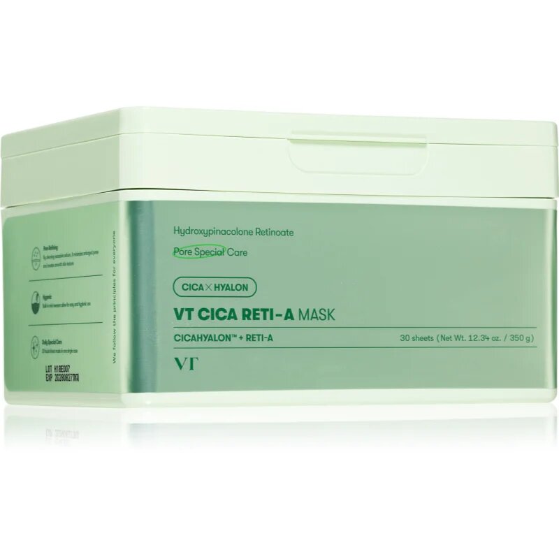 VT Cosmetics Cica Reti-A Mask zklidňující plátýnková maska se zpevňujícím účinkem velké balení 30 ks
