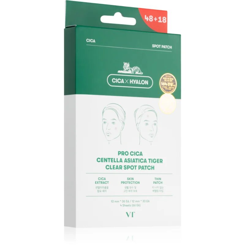 VT Cosmetics Pro Cica Centella Asiatica Tiger Clear Spot Patch náplasti na problematickou pleť 66 ks