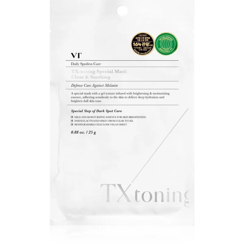 VT Cosmetics TX-Toning Special Mask hydratační plátýnková maska pro pleť s hyperpigmentací 25 g