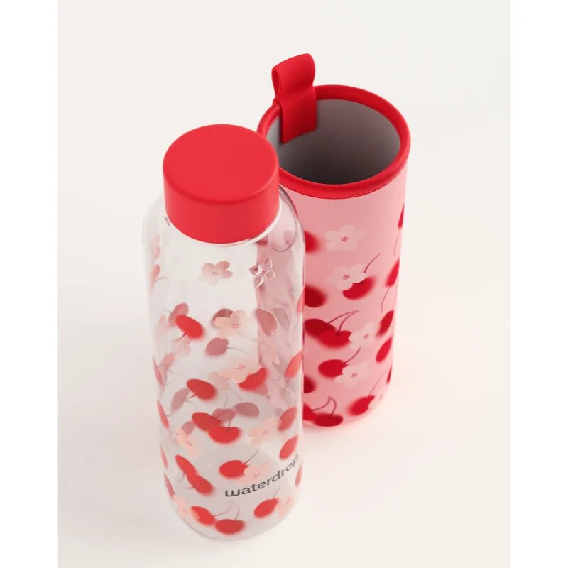 Waterdrop Glass Edition skleněná láhev na vodu Sour Cherry 1 ks