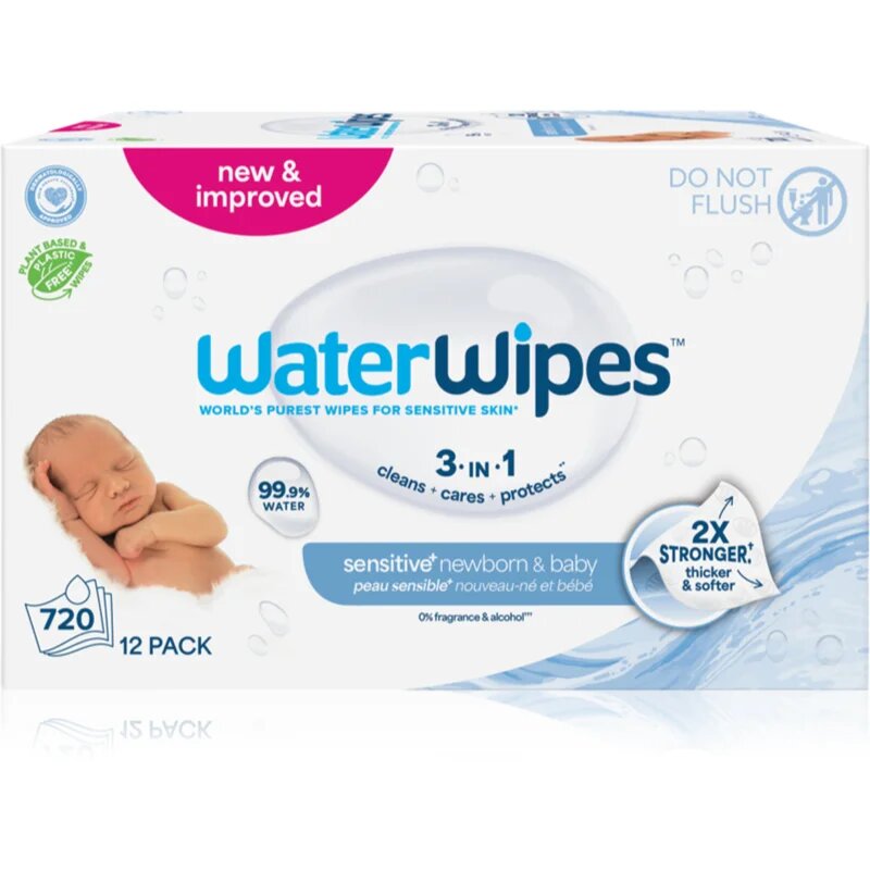 WaterWipes Baby Wipes 12 Pack dětské jemné vlhčené ubrousky 12x60 ks