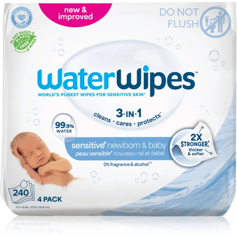 WaterWipes Baby Wipes 4 Pack dětské jemné vlhčené ubrousky 4x60 ks