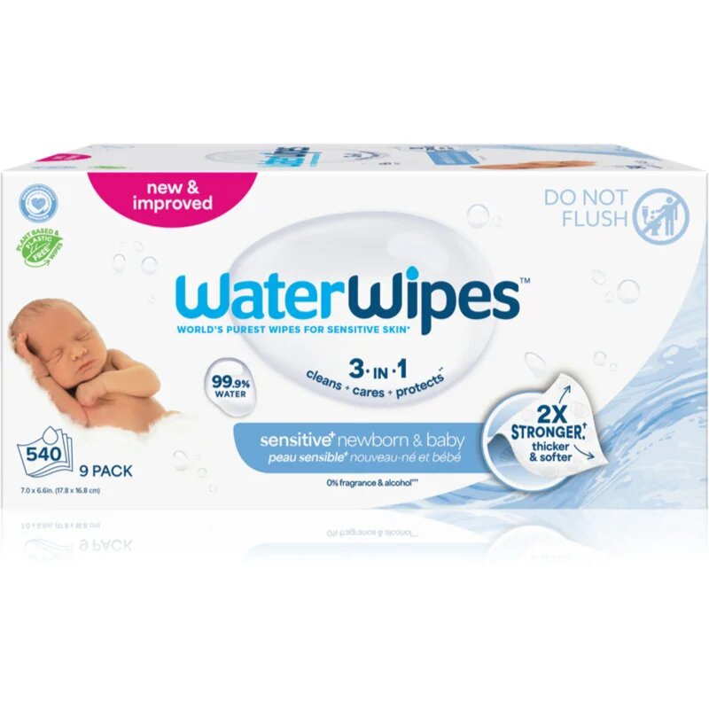 WaterWipes Baby Wipes 9 Pack dětské jemné vlhčené ubrousky 9x60 ks
