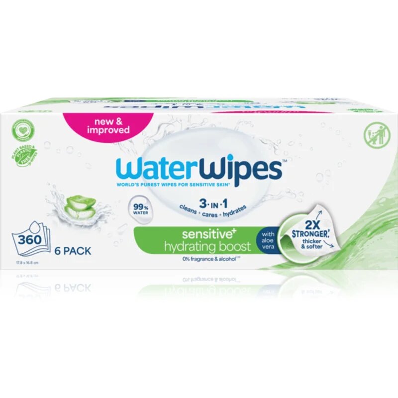 WaterWipes Hydrating Clean osvěžující vlhčené ubrousky 6x60 ks