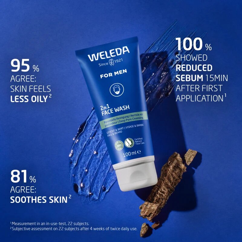Weleda For Men 2v1 čisticí gel na obličej a vousy 100 ml