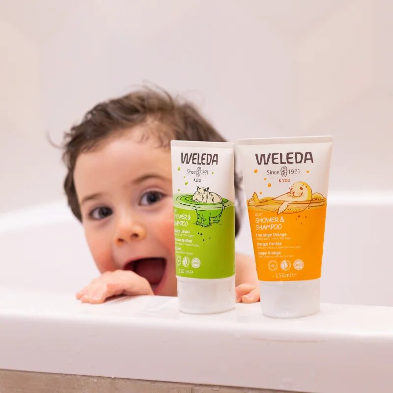 Weleda Kids Šťastný pomeranč sprchový krém a šampon pro děti 2 v 1 150 ml