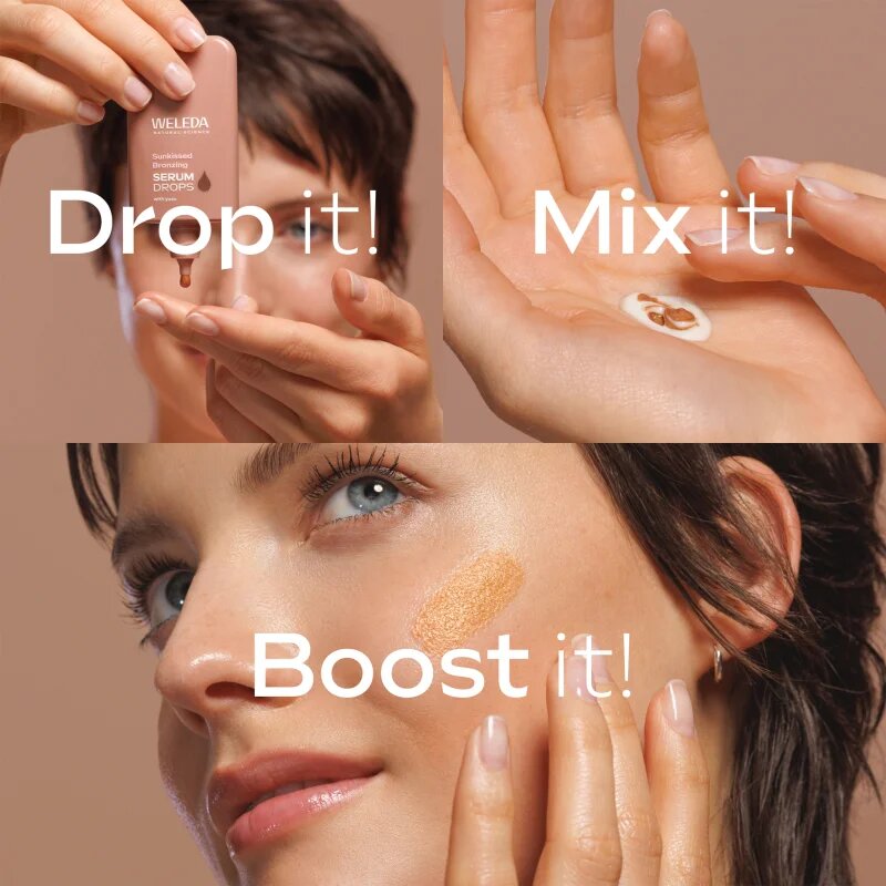 Weleda Serum Drops Sunkissed Bronzing hydratační pleťové sérum s efektem lehkého opálení 30 ml