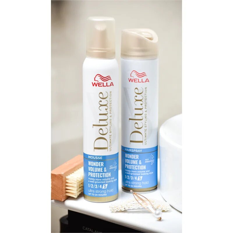 Wella Deluxe Wonder Volume & Protection lak na vlasy s extra silnou fixací pro objem a lesk 250 ml