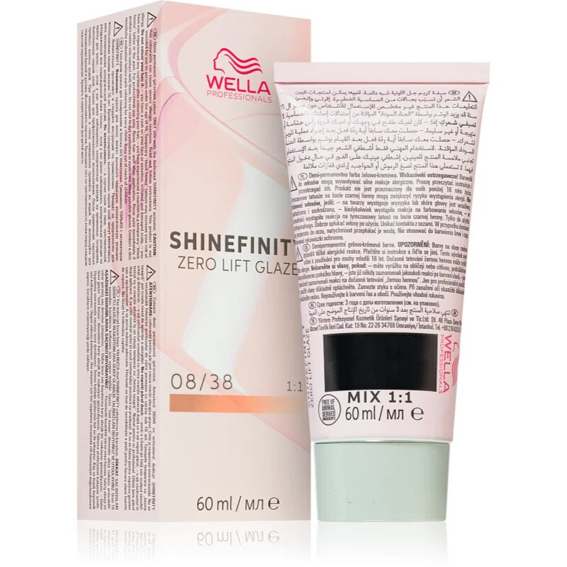 Wella Professionals Shinefinity Zero Lift Glaze demipermanentní barva na vlasy odstín 08/38 - Honey Latte 60 ml