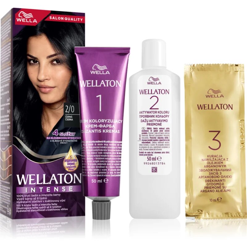 Wella ton Intense permanentní barva na vlasy s arganovým olejem odstín 2/0 Black 1 ks