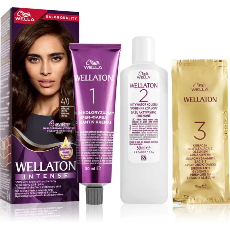 Wella ton Intense permanentní barva na vlasy s arganovým olejem odstín 4/0 Medium Brown 1 ks