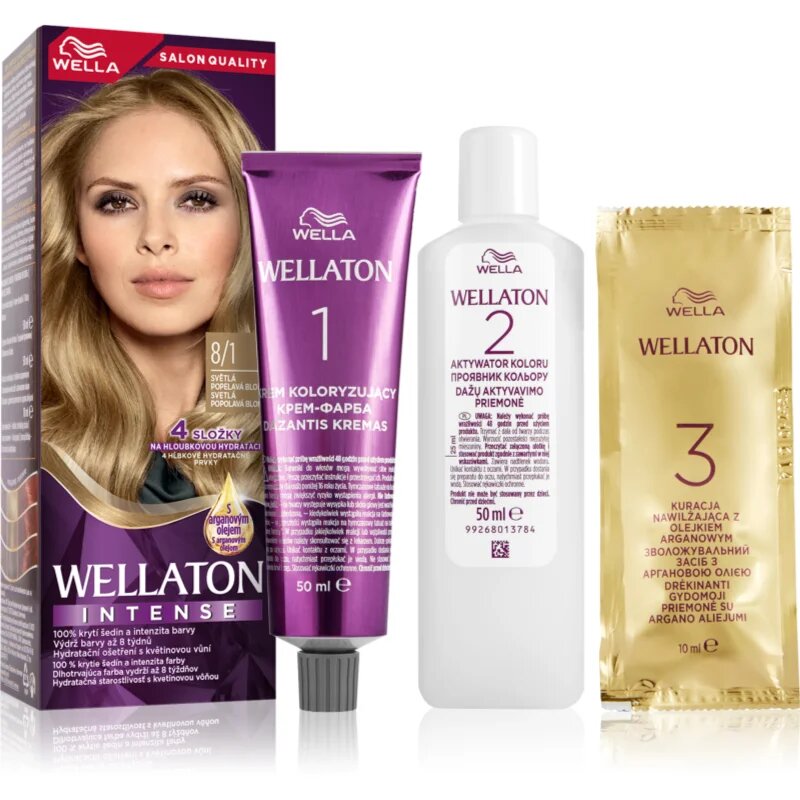 Wella ton Intense permanentní barva na vlasy s arganovým olejem odstín 8/1 Light Ash Blonde 1 ks