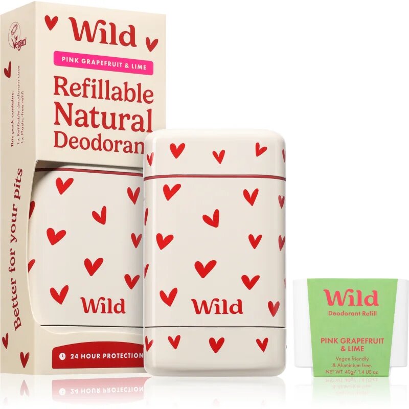 Wild Pink Grapefruit & Lime Heart Case tuhý deodorant s pouzdrem 40 g