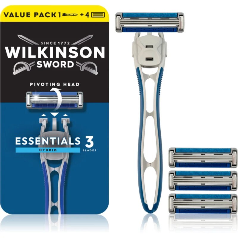 Wilkinson Sword Essentials 3 Hybrid holicí strojek + náhradní hlavice 4 ks