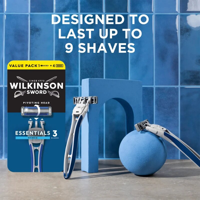 Wilkinson Sword Essentials 3 Hybrid holicí strojek + náhradní hlavice 4 ks