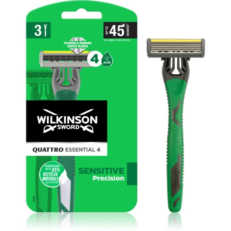 Wilkinson Sword Quattro Essential 4 Sensitive Precision jednorázová holítka 3 ks