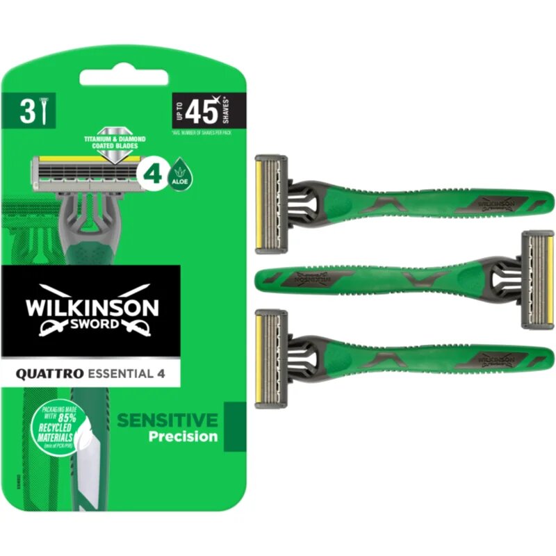 Wilkinson Sword Quattro Essential 4 Sensitive Precision jednorázová holítka 3 ks