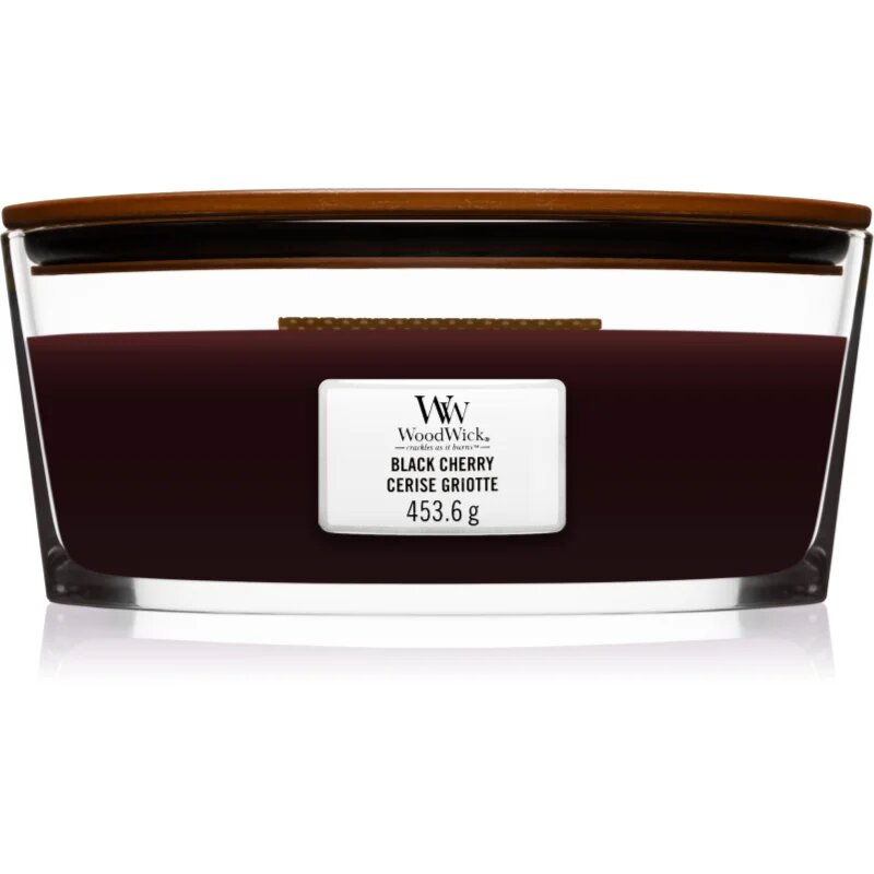 Woodwick Black Cherry vonná svíčka s dřevěným knotem (hearthwick) 453 g