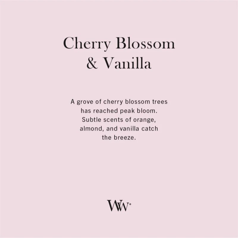 Woodwick Cherry Blossom & Vanilla vonná svíčka s dřevěným knotem 275 g