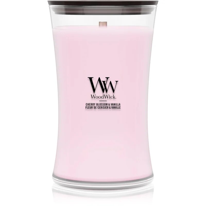 Woodwick Cherry Blossom & Vanilla vonná svíčka s dřevěným knotem 610 g