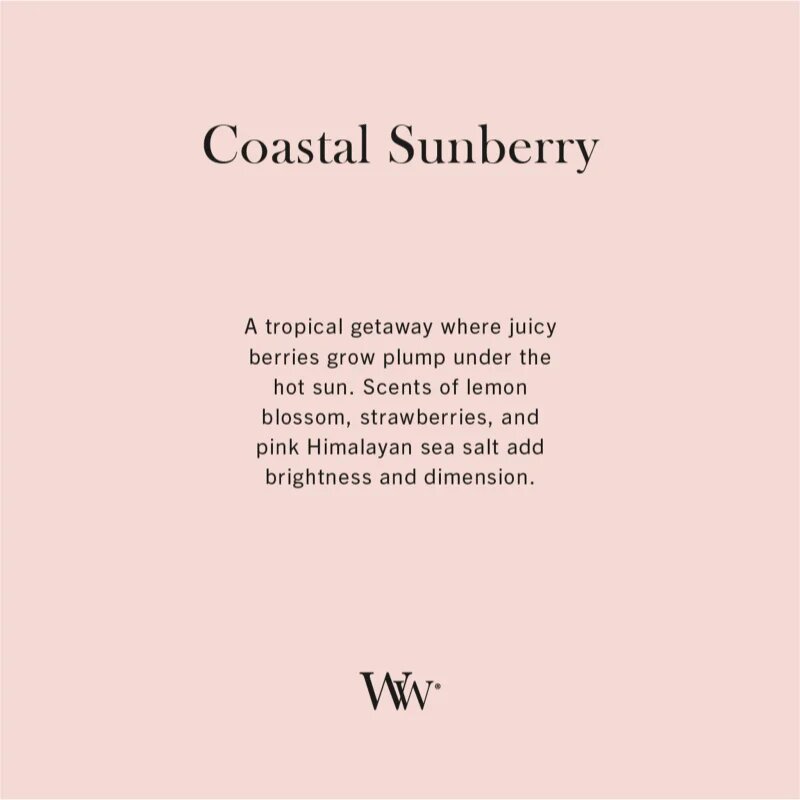 Woodwick Coastal Sunberry vonná svíčka s dřevěným knotem 85 g