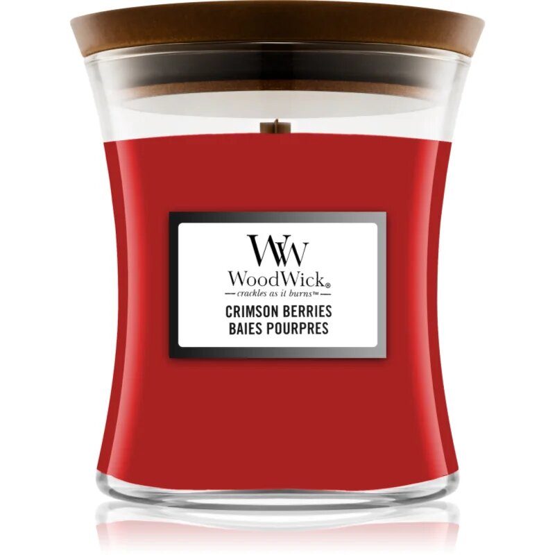 Woodwick Crimson Berries vonná svíčka s dřevěným knotem 85 g