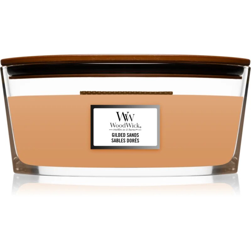 Woodwick Gilded Sands vonná svíčka s dřevěným knotem (hearthwick) 453 g
