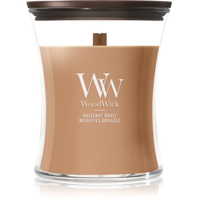 Woodwick Hazelnut Roast vonná svíčka s dřevěným knotem 275 g